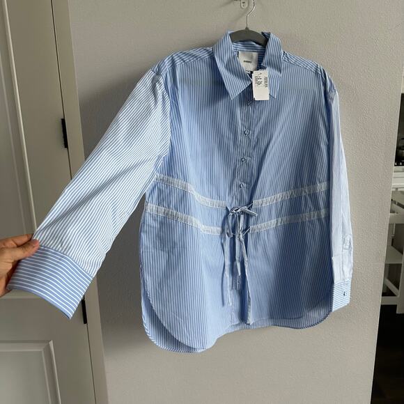 Aknvas Marina Tie Front Poplin Top Size Small New - Picture 4 of 6